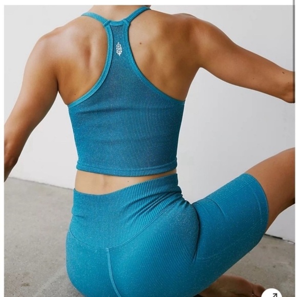 Free People Tops - Free People Movement Happiness Runs Lurex Crop Tank in Off Tropic XS/S Sparkle